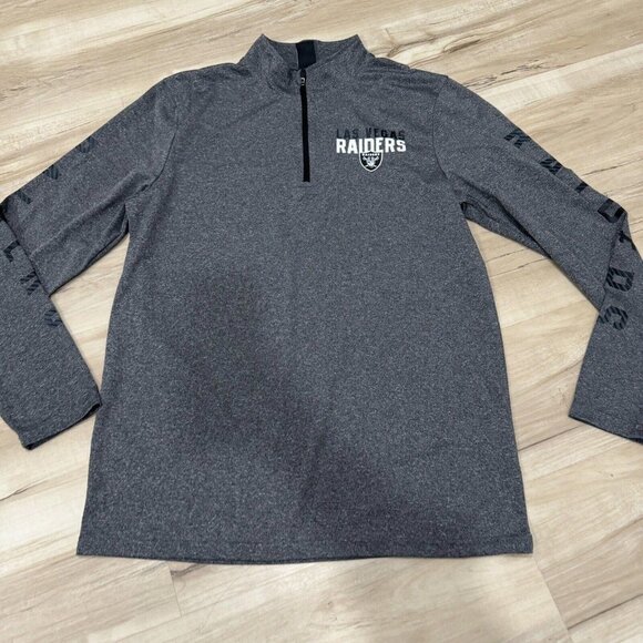 NFL Men’s Raiders Las Vegas Gray 1/4 Quarter Zip Jacket Pullover Medium M - Picture 2 of 6